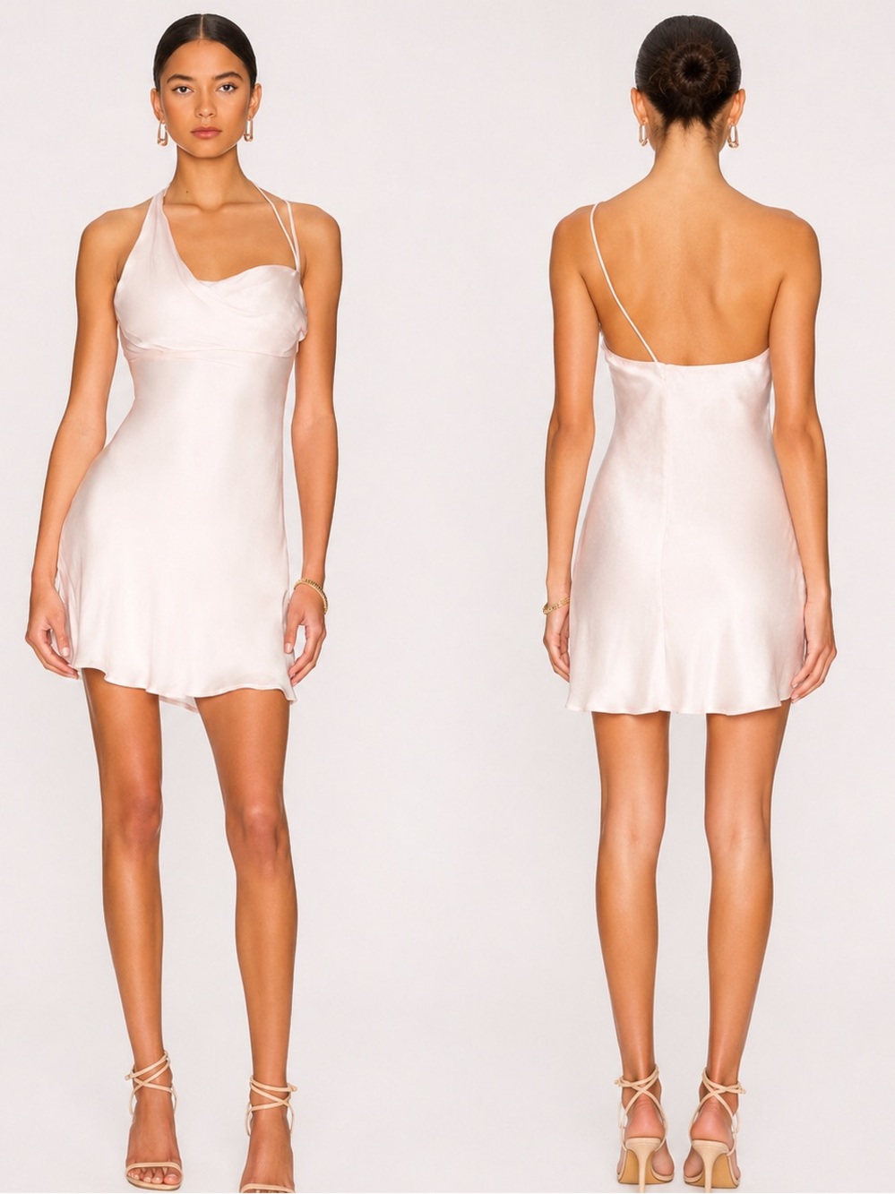 Bardot Astrid Mini Dress Blush Pink Satin Cowl Neck Size 6